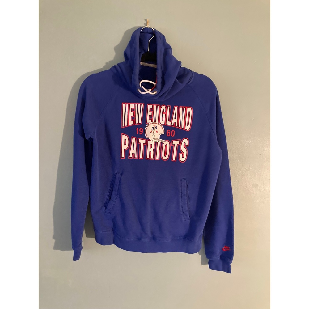 New England Patriots NFL blue cowl neck hooded sweatshirt size medium
